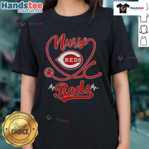 Nice Nurse Cincinnati Reds Ladies Tee featuring a stylish design for female fans of the Cincinnati Reds baseball team.