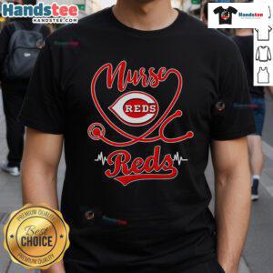 Alt Text: Nice Nurse Cincinnati Reds T-Shirt featuring a stylish design perfect for baseball fans and nurses.