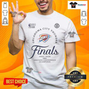 Nice OKC Thunder Western Conference Finals Champions 2025 T-Shirt featuring bold team graphics and vibrant colors.