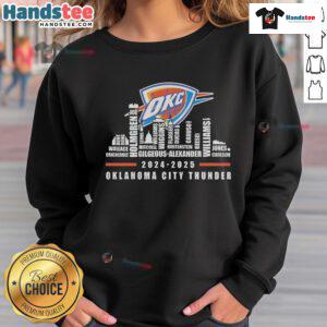 Stylish Nice Oklahoma City Thunder 2024-2025 skyline sweatshirt featuring the city name and vibrant design.