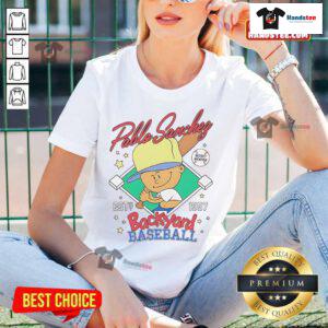 Alt Text: Ladies tee featuring Nice Pablo Sanchez from Backyard Sports, the ultimate secret weapon for sports fans.