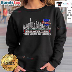 Cozy Nice Philadelphia Phillies skyline sweatshirt featuring 'Thank You For The Memories' design for fans.