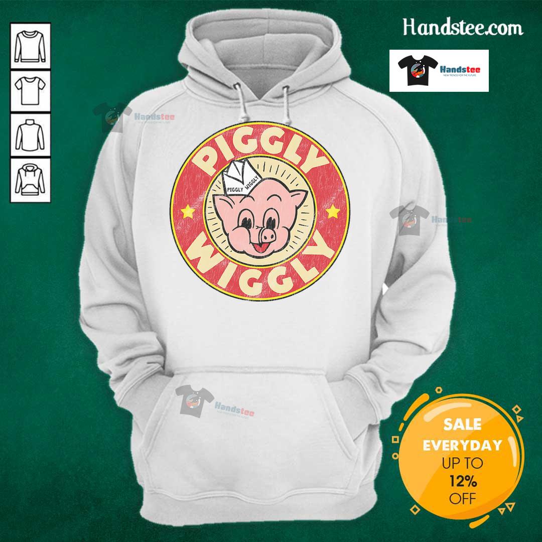 Alt Text: Vintage retro hoodie featuring a colorful Piggly Wiggly logo, perfect for nostalgic fashion lovers.