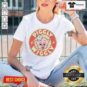 Vintage retro ladies tee featuring the Nice Piggly Wiggly logo, perfect for casual wear and nostalgic style.