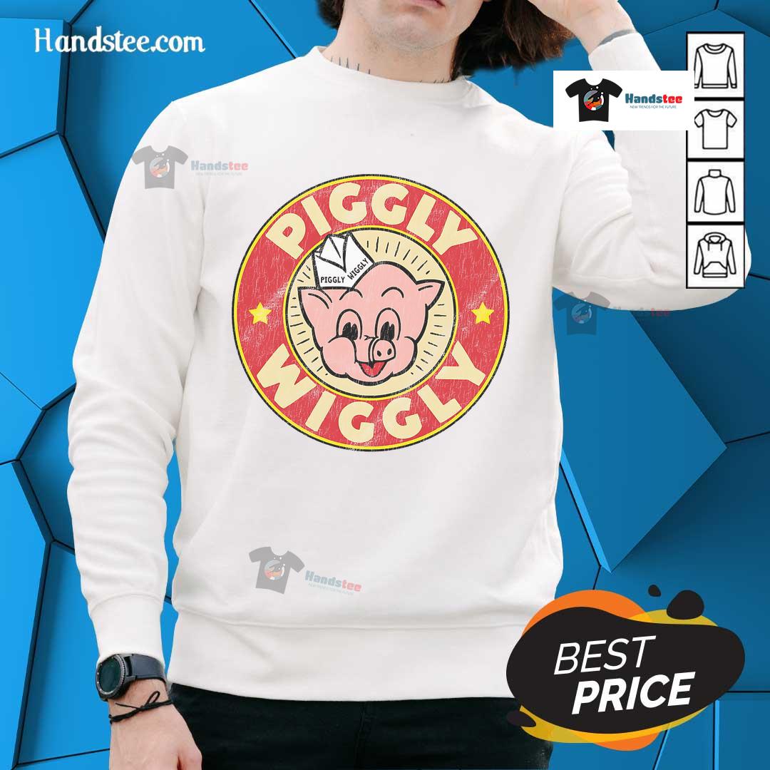 Vintage retro Piggly Wiggly sweatshirt featuring colorful graphics and a cozy design, perfect for nostalgic fashion lovers.