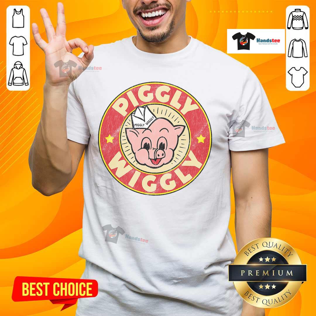 Vintage retro Piggly Wiggly T-shirt design featuring classic logo and vibrant colors, perfect for nostalgic shoppers.