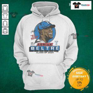 Nice Rangers Adrian Beltre Signature Class of 2024 Hoodie featuring bold design and vibrant team colors.