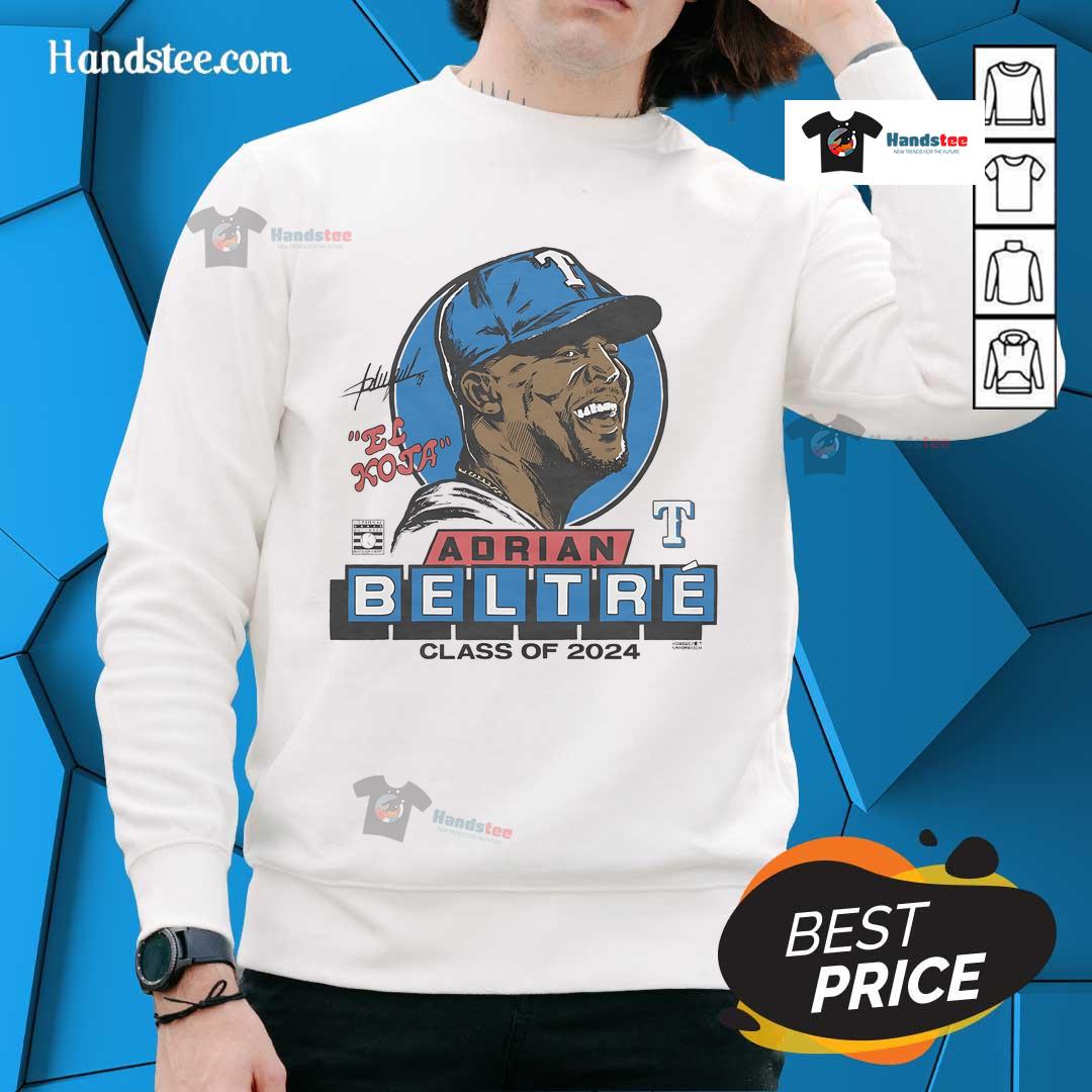 Nice Rangers Adrian Beltre Signature Class of 2024 sweatshirt featuring bold graphics and a comfortable fit.