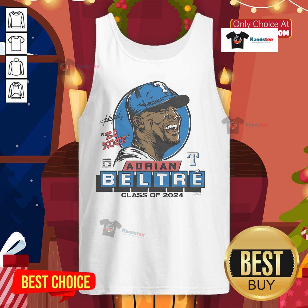 Adrian Beltre signature Class of 2024 tank top featuring Texas Rangers design, perfect for fans and collectors.