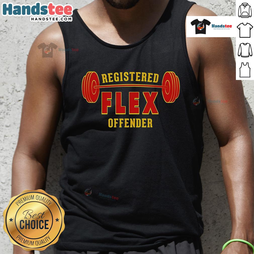 Alt Text: Stylish Nice Registered Flex Offender Tank Top displayed on a mannequin, perfect for casual summer wear.