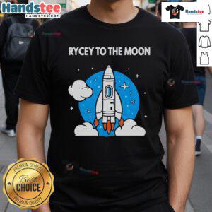 Nice Rycey To The Moon T-Shirt featuring a vibrant graphic design of a rocket and moon, perfect for space enthusiasts.