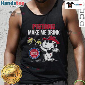 Nice Snoopy and Woodstock Detroit Pistons Make Me Drink tank top featuring vibrant graphic design.
