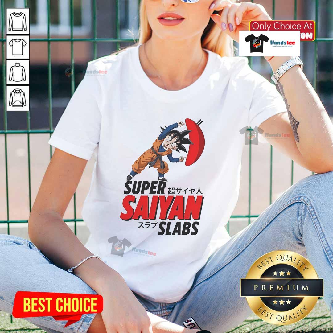 Nice Son Goku Super Saiyan Slabs Ladies Tee featuring vibrant anime design and comfortable fit for fans of Dragon Ball.