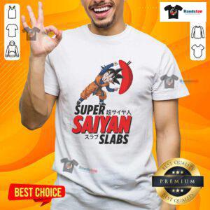Nice Son Goku Super Saiyan Slabs T-Shirt featuring vibrant artwork of Goku in Super Saiyan form, perfect for anime fans.