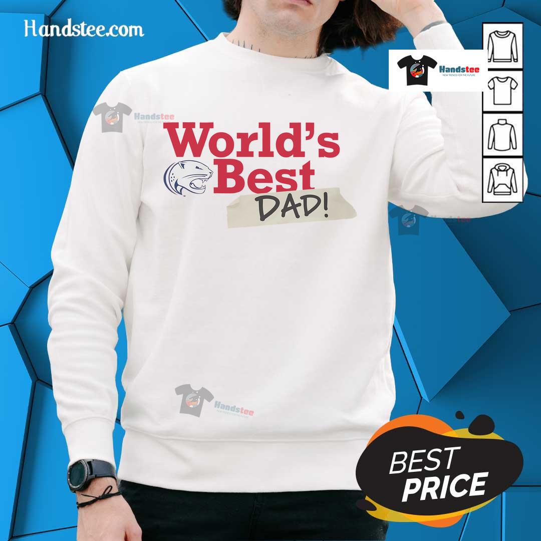 Alt Text: Nice South Alabama Jaguars World's Best Dad sweatshirt in navy blue, perfect gift for sports-loving fathers.