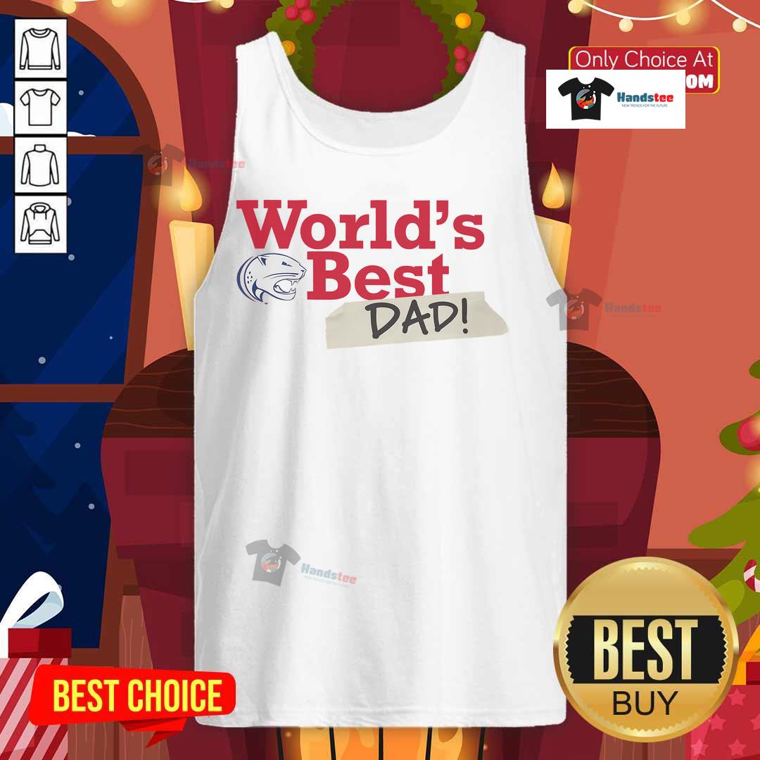 South Alabama Jaguars World's Best Dad tank top in vibrant colors, perfect for proud dads and sports fans.
