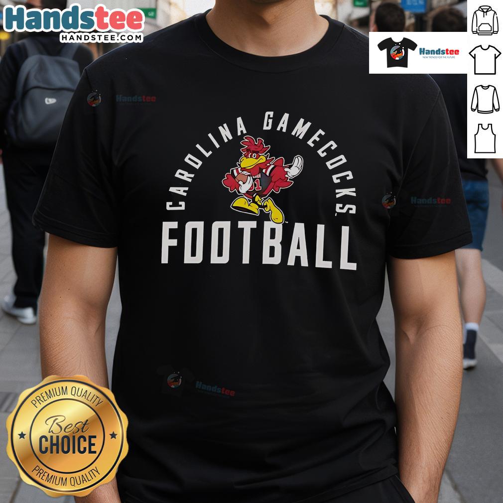 South Carolina Gamecocks football Cocky mascot t-shirt featuring vibrant graphics, perfect for fans and game day attire.