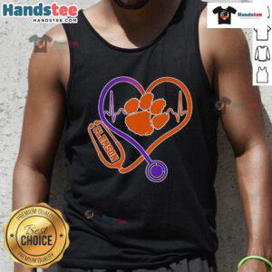 Nice stethoscope heart Clemson Tigers tank top, perfect for fans and medical students who love stylish sportswear.