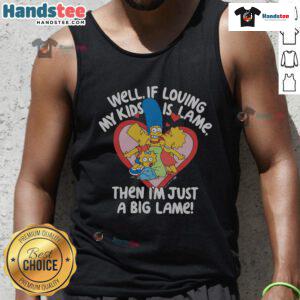 Alt Text: Marge Simpson wearing a I'm Just a Big Lame Heart tank top, showcasing a fun and quirky design from The Simpsons.