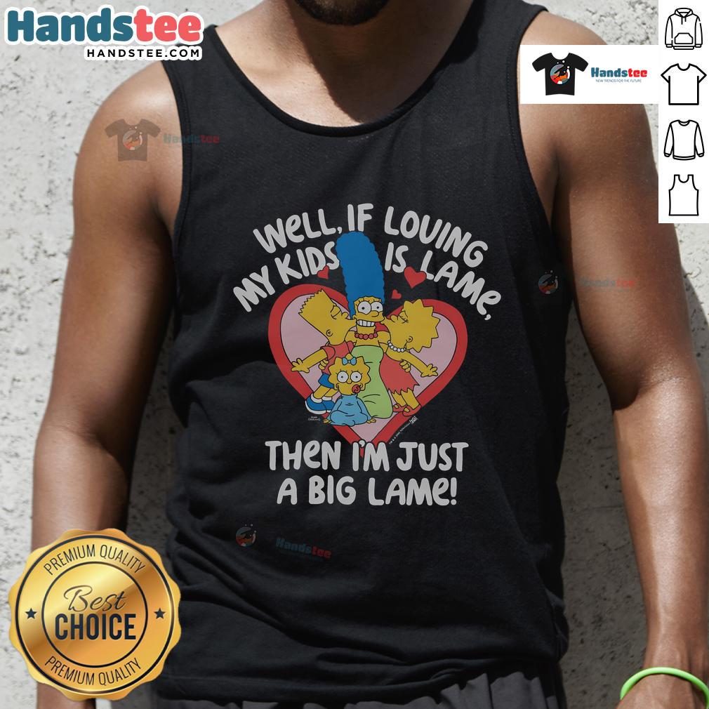 Alt Text: Marge Simpson wearing a I'm Just a Big Lame Heart tank top, showcasing a fun and quirky design from The Simpsons.