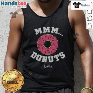 Nice The Simpsons Mmm Donuts tank top featuring Homer Simpson enjoying a delicious donut in vibrant colors.