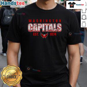 Alt Text: Nice Washington Capitals Est 1974 T-Shirt featuring team logo and vintage design in red and white colors.