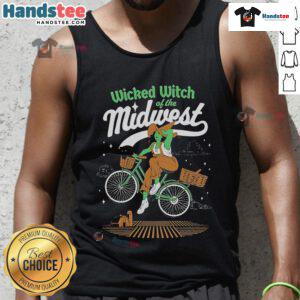 Nice Wicked Witch of the Midwest tank top design featuring a playful witch graphic, perfect for casual wear and Halloween.