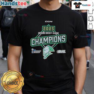 Official 2025 OHL Ontario Hockey League Championship T-Shirt featuring team logos and vibrant design for fans.