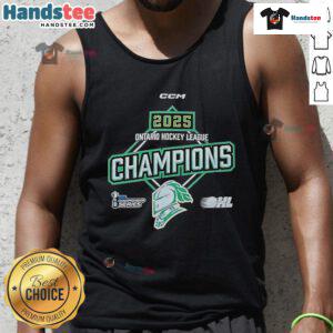 Official 2025 OHL Ontario Hockey League Championship tank top featuring team logo and vibrant colors for fans.