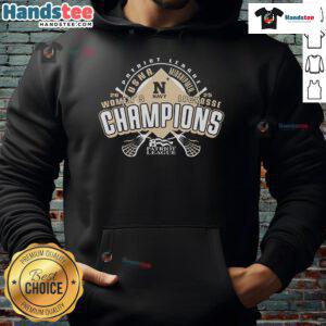 Official 2025 Patriot League Women's Lacrosse Tournament Champions hoodie showcasing team spirit and pride.
