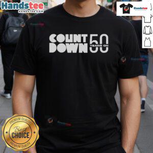 Official ABC Countdown 50 Years On T-Shirt showcasing vibrant design celebrating 50 years of ABC Countdown.