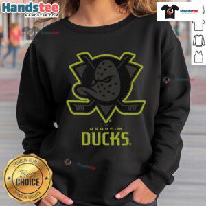 Official Anaheim Ducks highlight reel sweatshirt featuring team colors and logo, perfect for fans and cozy wear.