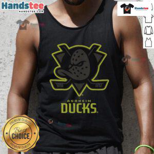 Official Anaheim Ducks Highlight Reel Tank Top featuring team logo and vibrant design, perfect for fans and summer wear.