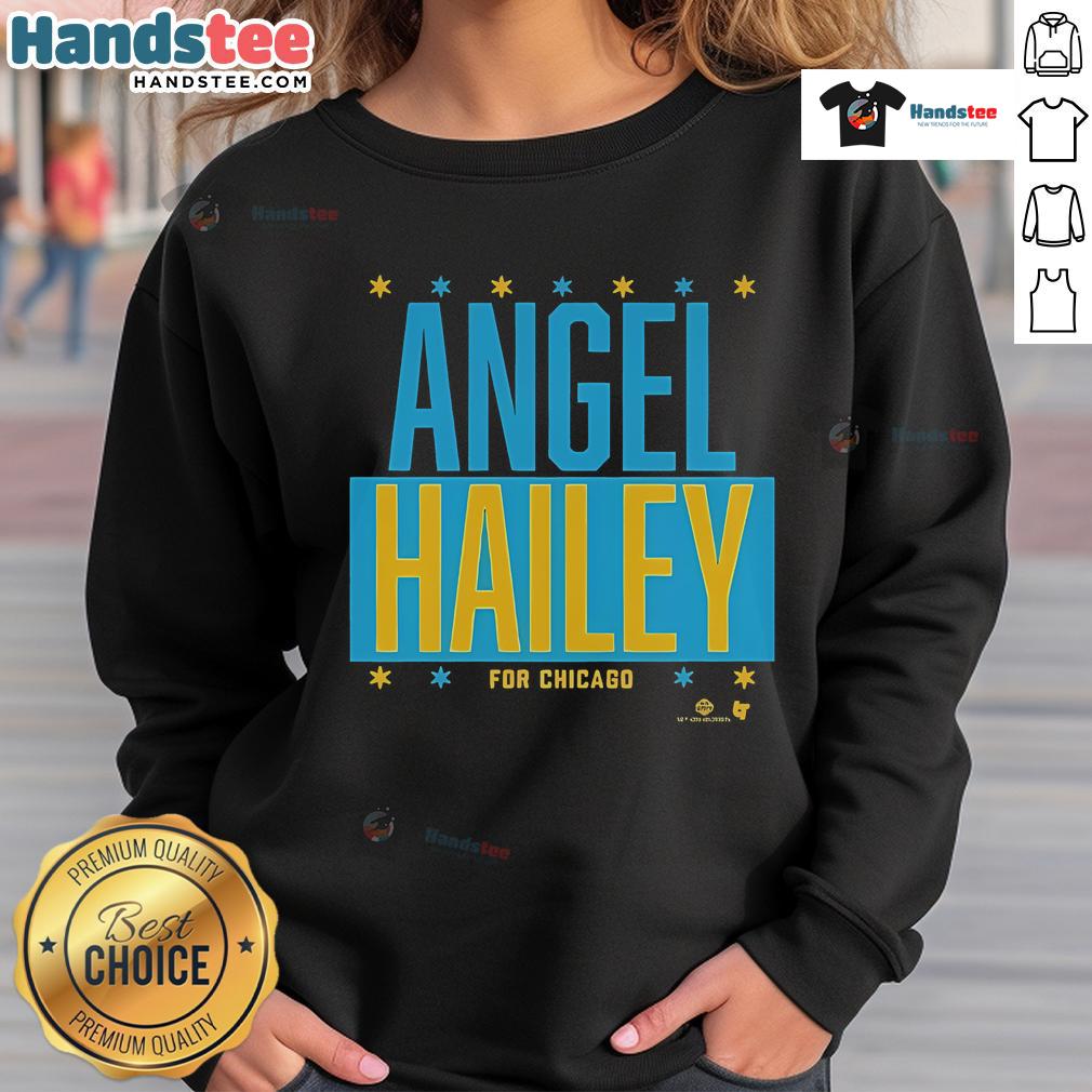 Official Angel Reese and Hailey Van Lith Chicago sweatshirt featuring team colors and player graphics.