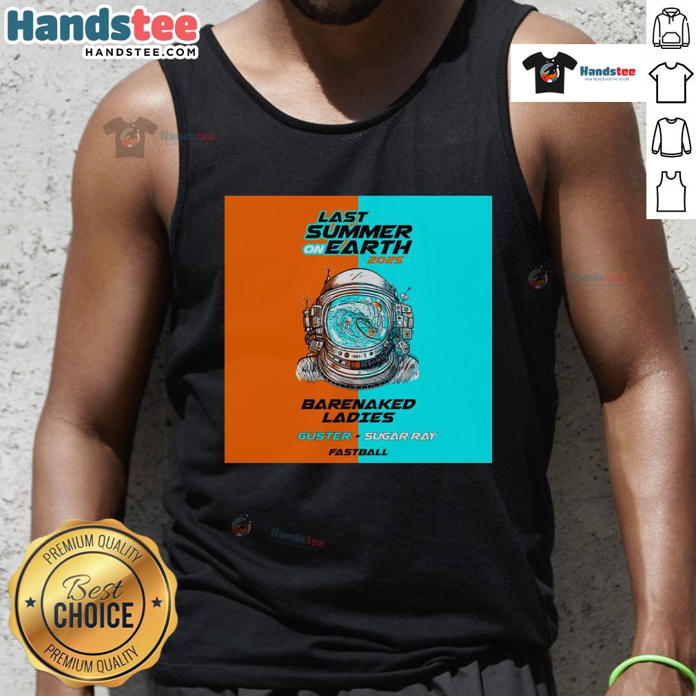 Barenaked Ladies Last Summer on Earth Tour 2025 tank top featuring vibrant tour graphics and band logo.