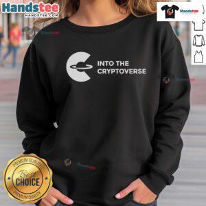 Official Benjamin Cowen Into The Cryptoverse sweatshirt in black, featuring logo and design for crypto enthusiasts.