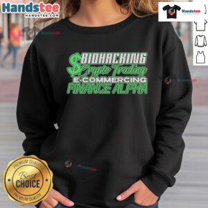 Official Biohacking Crypto Trading E-Commerce Finance Alpha Sweatshirt in black, featuring a stylish logo design.