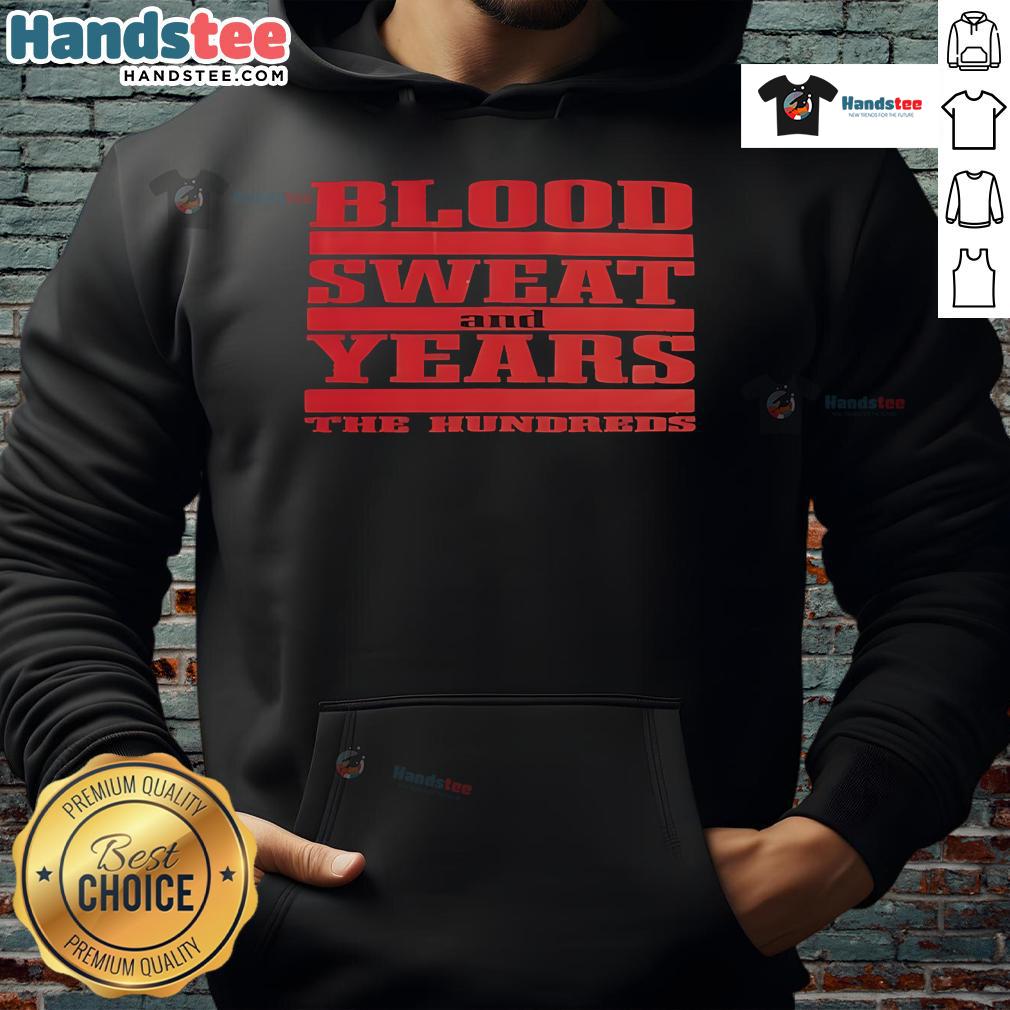 Alt Text: Official Blood Sweat and Year The Hundreds Vatos Hoodie featuring a stylish design and vibrant colors. Perfect for streetwear.