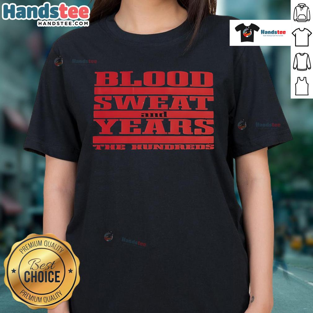 Alt Text: Official Blood Sweat and Year The Hundreds Vatos Ladies Tee in stylish design, perfect for casual wear.