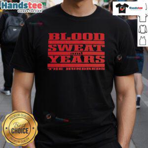 Alt Text: Official Blood Sweat And Year The Hundreds Vatos T-Shirt featuring bold graphics and a stylish streetwear design.