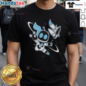 Official Bots In Space Astro Bot T-Shirt featuring a vibrant graphic of an astronaut robot in a cosmic background.