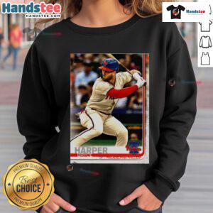 Official Bryce Harper Philadelphia Phillies 2019 Topps baseball card design featured on a cozy sweatshirt.