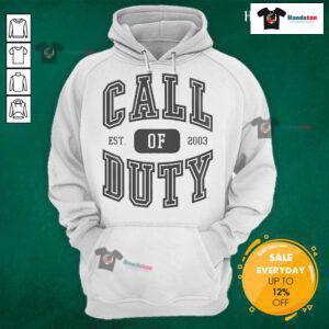 Official Call Of Duty Alumnus Logo hoodie, established 2003, featuring a stylish design for gaming enthusiasts.