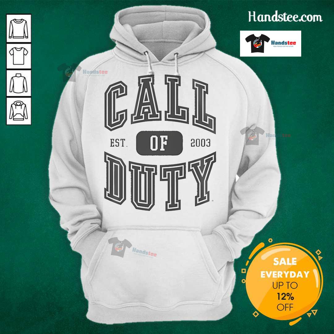 Official Call Of Duty Alumnus Logo hoodie, established 2003, featuring a stylish design for gaming enthusiasts.