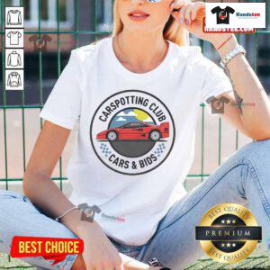 Official Cars And Bids Car Spotting Club ladies tee, featuring a stylish design perfect for car enthusiasts.