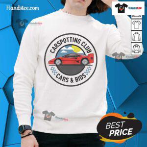 Alt Text: Official Cars and Bids Car Spotting Club sweatshirt in stylish design, perfect for car enthusiasts and collectors.