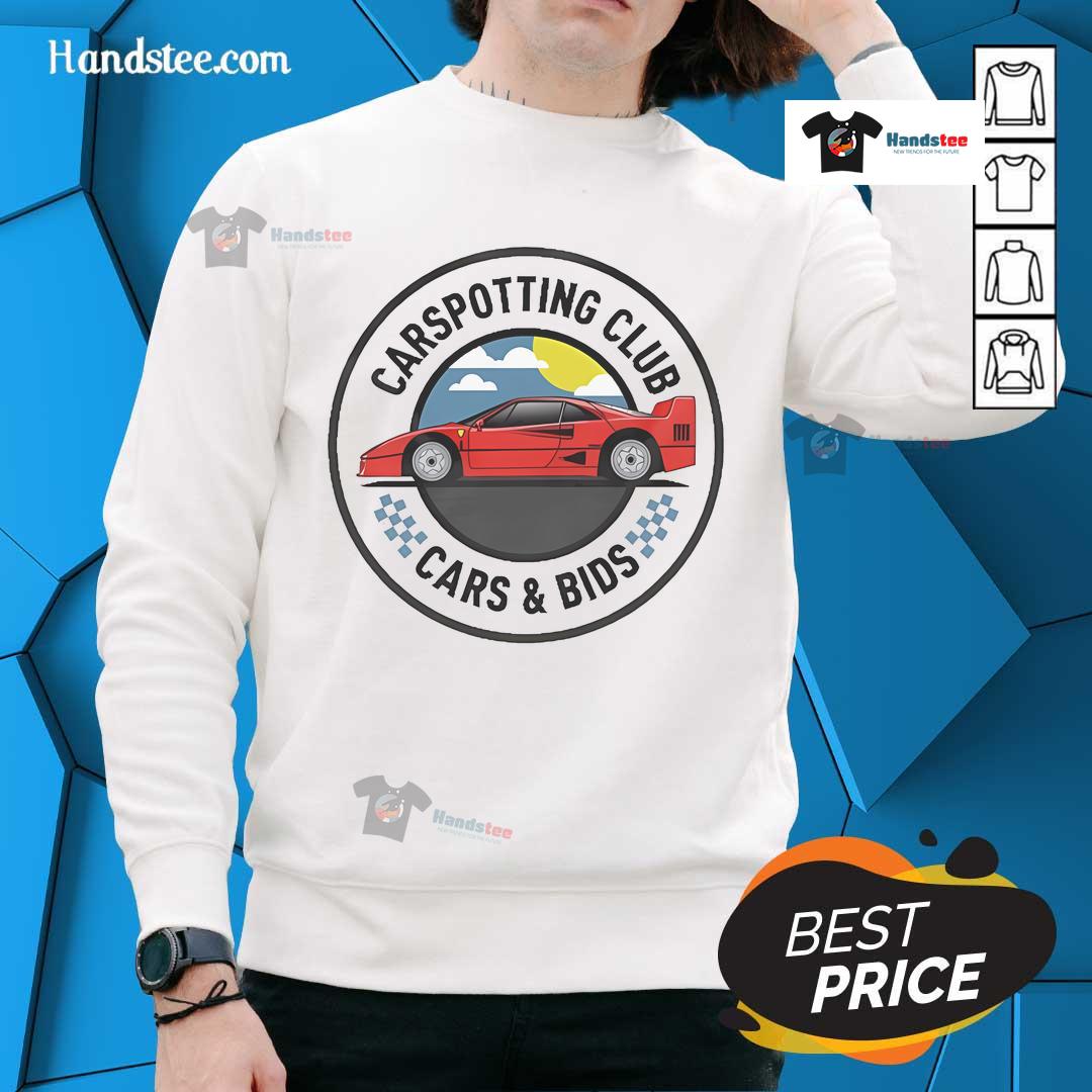 Alt Text: Official Cars and Bids Car Spotting Club sweatshirt in stylish design, perfect for car enthusiasts and collectors.