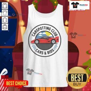 Official Cars And Bids Car Spotting Club tank top, featuring a stylish design perfect for car enthusiasts and collectors.