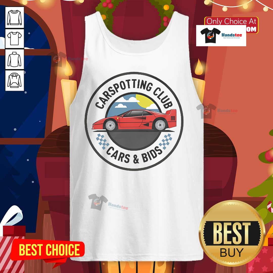 Official Cars And Bids Car Spotting Club tank top, featuring a stylish design perfect for car enthusiasts and collectors.