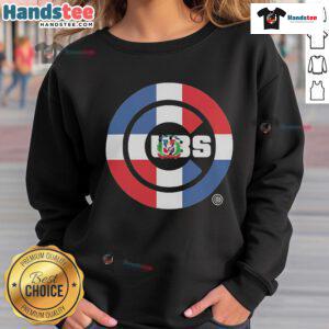 Official Chicago Cubs Dominican Republic Flag Logo Sweatshirt featuring vibrant team colors and emblem design.